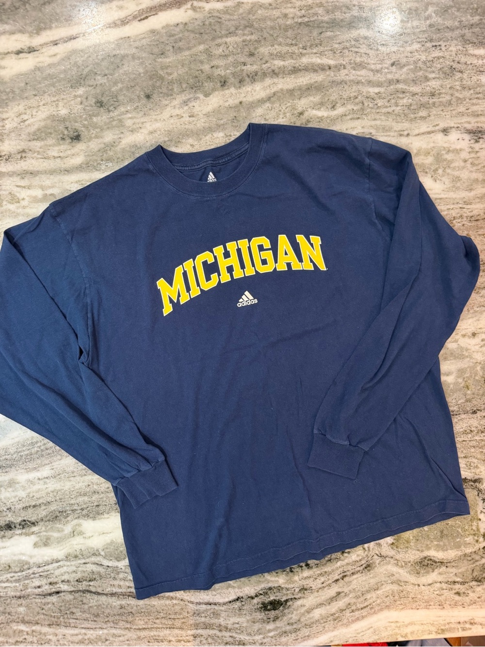 Adidas Navy Long-Sleeve Michigan Crewneck Long Sleeve XL